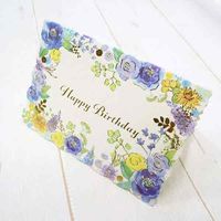 包む バースデーカード ボタニカル フラワーブルー TC081 1セット(6個)