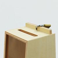 スマイル 木製募金箱 天然木　ナチュラル 790389