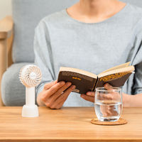 充電式ミニハンディファン スタンド&ネックストラップ付 OW MO-F021-OW 1台