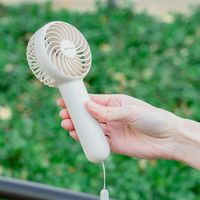 ライフオンプロダクツ 静音ミニハンディファン ネックストラップ&スタンド付 OW PBAF001-OW 1台