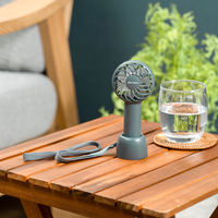 ライフオンプロダクツ 充電式ミニハンディファン スタンド&ネックストラップ付 DG MO-F021-DG 1台