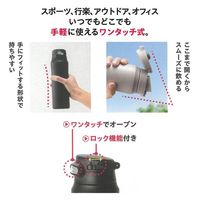 カクセー NEW ワンタッチボトル 500ml (真空二重構造) ブラック ON-50K 1個（直送品）