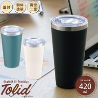 カクセー Tolid -トリッド- 蓋付二重タンブラー 420ml ブラック TO-01K 1個（直送品）