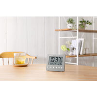 RHYTHM（リズム） フイットウェーブD236 グレー 置時計 [電波 温度 カレンダー] 幅100×高さ91mm 1個