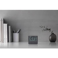 【アウトレット】RHYTHM（リズム） フイットウェーブD236 ダークグレー 置時計 [電波 温度 カレンダー] 幅100×高さ91mm 1個