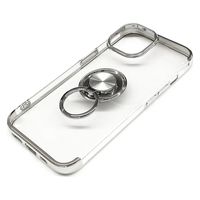 エアージェイ iPhone15 耐衝撃メタリックTPUフレームリング付き背面クリアケース AC-P23-MR SL 1個
