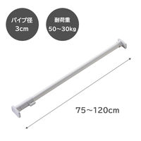 平安伸銅工業 突っ張り棒 強力 マットホワイト 耐荷重50～30kg 幅75～120cm ジャッキ式 RTJ-M 1個