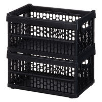「現場のチカラ」 折りたたみメッシュコンテナ 10L BK 1セット（8個）  オリジナル