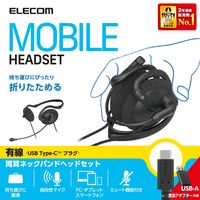 エレコム ヘッドセット ノイズキャンセリング ネックバンド Type-C 変換アダプタ付 HS-NB11SCBK 1個（直送品）