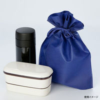 廣川 エコバッグ 不織布巾着 ネイビー 100147 1ケース(1000個(1個×1000))（直送品）