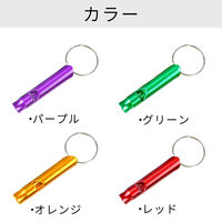 【100個セット】アルミホイッスル ESW01 (レッド)リング付 8色カラー 防災グッズ 遭難 避難 笛 女性 防犯ブザー 緊急用（直送品）
