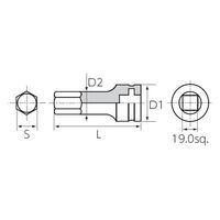 エスコ 3/4”DRx32mm [HEX]インパクトビットソケット EA164KK-332 1個（直送品）