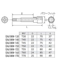 エスコ 1/2”DR/T60x85mm [TORX]ビットソケット EA618RS-160 1セット(3個)（直送品）