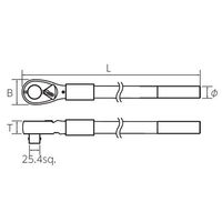 エスコ 1”DRx1400mm ラチェットハンドル EA618SM-6 1本（直送品）