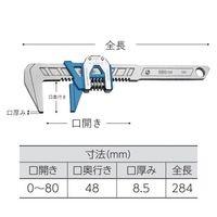 エスコ 80mm/284mm ワイドモーターレンチ(アルミ合金/早送り) EA530ZS-1 1セット(2本)（直送品）