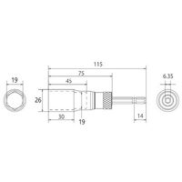 エスコ 19mm 電ドルソケット(高耐久/ビット交換式) EA612BG-19 1セット(2個)（直送品）