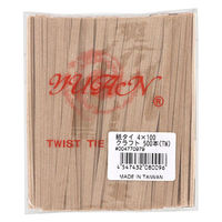 シモジマ 紙タイ 4×100 クラフト 500本入/袋(TW) 4547432080096 1箱(100袋)（直送品）
