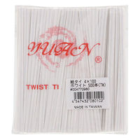 シモジマ 紙タイ 4×100 ホワイト 500本入/袋(TW) 4547432080102 1箱(100袋)（直送品）