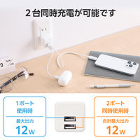 USB充電器 コンセント USB-A×2 12W コンパクト 白 EC-AC9112WH エレコム 1パック(2個入)