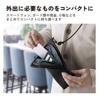 スマホショルダー スマホポーチ ケーブルコード穴付 ブラック P-CLSPB01BK エレコム 1個