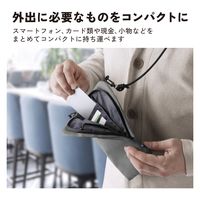 スマホショルダー スマホポーチ ケーブルコード穴付 ダスティグリーン P-CLSPB01GN エレコム 1個