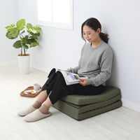 西川 ごろ寝マット 長座布団 三つ折り 高反発ウレタン コンパクト収納 休憩 レジャー 防災対策にも グリーン 1枚