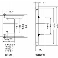 三興製作所 M60 スプロケット 1列新B型 M60B45 1個（直送品）