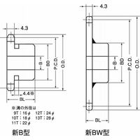 三興製作所 M35 スプロケット 1列新B型 M35B45 1セット(2個)（直送品）
