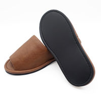 ラッキー産業 抗菌合皮レザー外縫いスリッパ ビニール 日本製 耐アルコール耐次亜塩素酸対応  LL ブラウン 1足