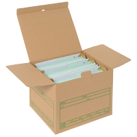 プラス 文書保存箱 ワンタッチストッカー D型フタ式 A4／B4用 書類収納 ダンボール 100枚 40072