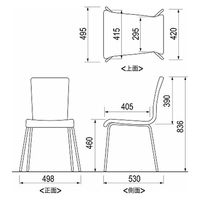アール・エフ・ヤマカワ　ファブリックチェア（背座:布張り　スタッキング可能）　スカイブルー　1箱（4脚入）