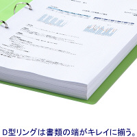 リングファイルD型2穴　A4タテ　背幅41mm　10冊　ハピラ　カラバリ　緑 オリジナル