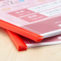 アスクル　レール式クリアーホルダー　A4タテ　10枚とじ　レッド　120冊  オリジナル