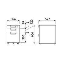 プラス 組立式スチールOAデスクシステム サイドキャビネット 3段 エルグレー 幅396×奥行577×高さ604mm 1台 ワゴン キャスター・鍵付き