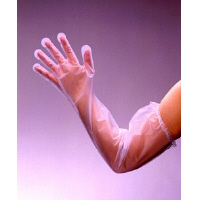 【使いきりポリエチレン手袋】ショーワグローブ ポリエチレン手袋ロングタイプ No.860 粉なし 内エンボス 半透明 1箱(30枚入)