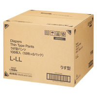 【大人用おむつ/紙パンツ】アスクル×エルモアいちばん　うす型パンツL～LLサイズ　約2回分　1箱（18枚入×6パック）※変更後パッケージのお届け オリジナル