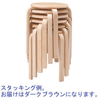 スマイル 木製ラウンドスツール ブラウン 1箱（6脚入）幅405mm 丸イス スツール スタッキング可 キャスター無し