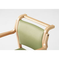 オカムラ 介護木製チェア ローバック把手付ナチュラル色 張地グリーン LZ61AA PC88（直送品）