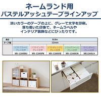カシオ CASIO ネームランド テープ パステルタイプ 幅12mm ソフトピンクラベル グレー文字 8m巻 XR-12ASPK
