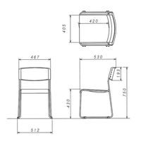 サンケイ スタッキングチェア CM371 布張り ネイビー 10脚（5脚入×２箱）  横連結 ミーティングチェア 会議椅子 幅512mm 日本製