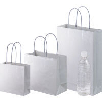 手提げ紙袋　丸紐　ブライトーンパールタイプ　パールグレー　M　1箱（90枚：10枚入×9袋）　スーパーバッグ  オリジナル