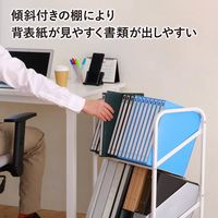 林製作所 スタンダードファイルラックワゴン ベーシック2段 YS-K14 1台 幅530×奥行350×高さ720mm  斜め型 キャスター付き