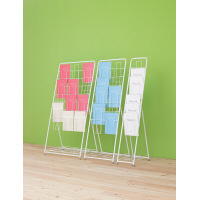 アール・エフ・ヤマカワ パンフレットラック A4 2列 ホワイト 幅515×奥行477×高さ1419mm 1台 7段 カタログスタンド 折りたたみ式