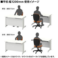 プラス スチールOAデスク フラットライン 平机 引出し付き 天板：メープル/脚：ホワイト 幅1200×奥行き700×高さ700ｍｍ 1台（2梱包）