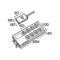 延長コード 電源タップ 2m 2P、3P（ピン） 9個口 スイッチ ライトグレー TAP-3804N サンワサプライ 1個