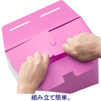 ボックスファイル組み立て式　A4タテ　10冊　PP製　ピンク　セリオ