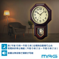 ノア精密 クラシカル電波振り子時計:鹿鳴館DX W-640 BR 1個 幅473×高さ297mm 電波時計 壁掛け アナログ表示 チャイム 電池付き