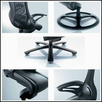 CE93BS FFR6 |オカムラ レオパード オフィスチェア 座クロスブラック/背メッシュ 肘付 ブルー 1脚（直送品）