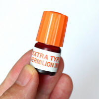 谷川商事　角型印速乾タイプ専用 補充インキセット インキ3mL+溶剤3mL　朱色　1セット