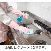 ファミリー ビニール手袋 中厚手 指先強化 炊事・掃除用 グリーン L 1双 エステー